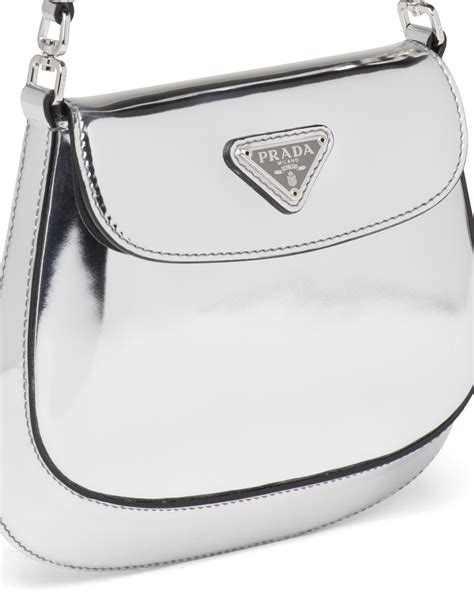 prada mini cleo silver|Prada leather mini bag.